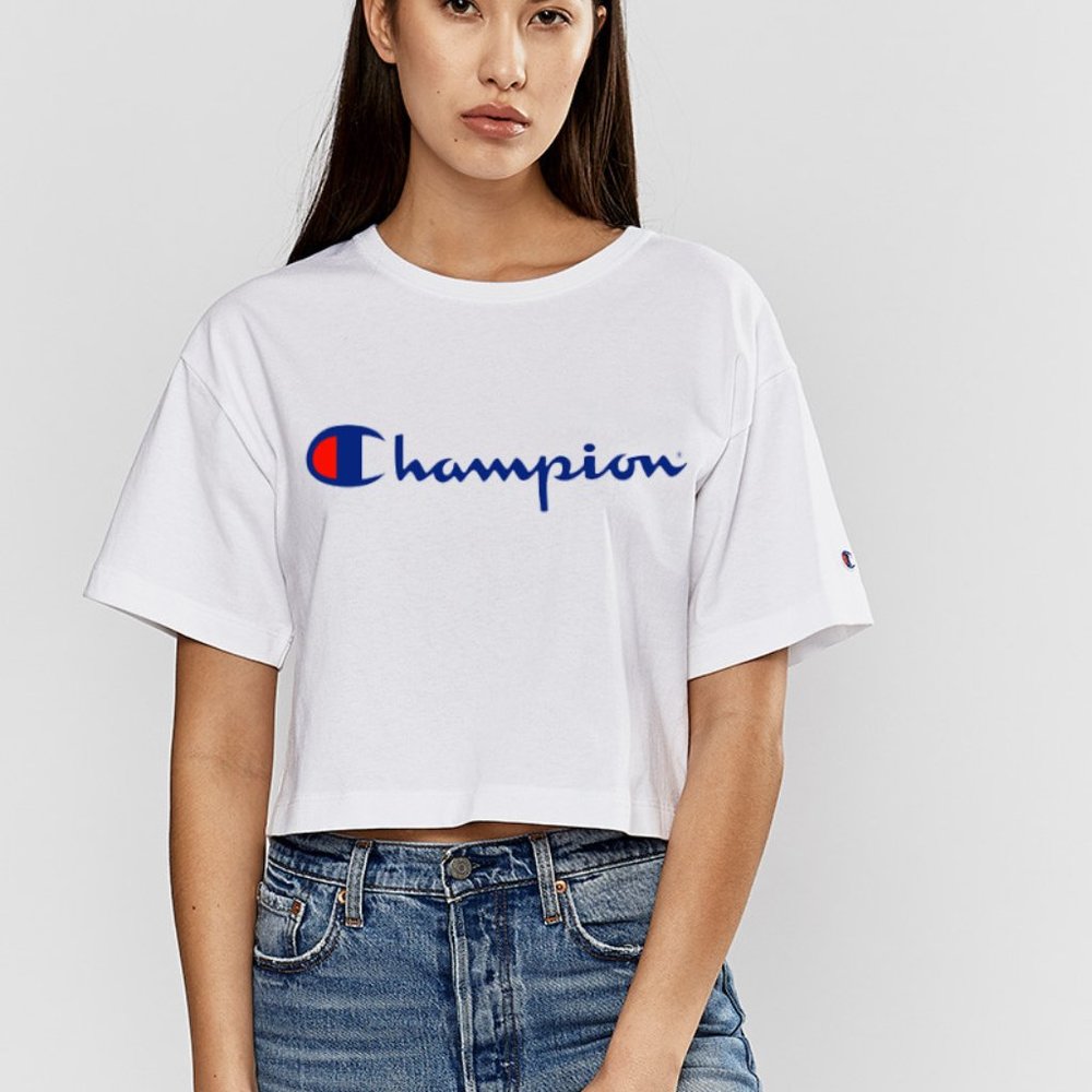 Champion Script White Cropped Tee